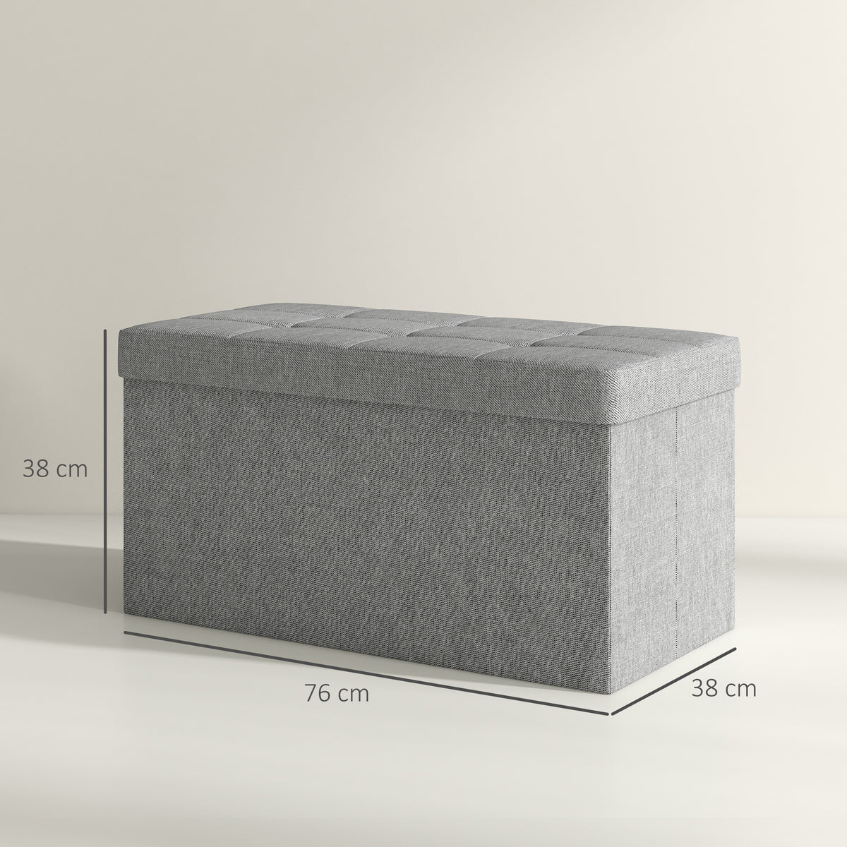 Banc de rangement pouf de rangement pliable bout de lit repose-pieds avec couvercle 76L x 38l x 38H cm gris clair-2