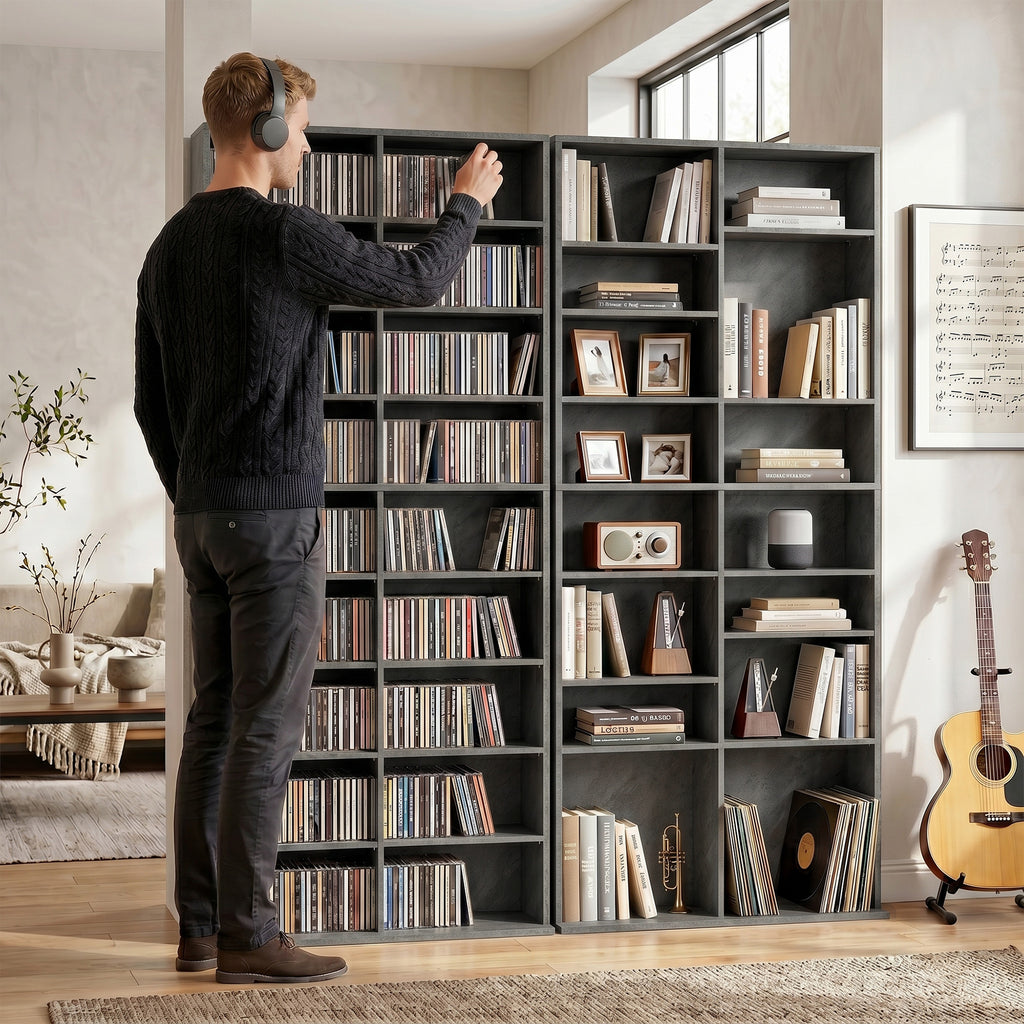 Rangements pour CD et DVD 18 compartiments capacité max. 640 CD/360 DVD 430 Blu-ray 78,5 x 24 x 175 cm gris clair-8