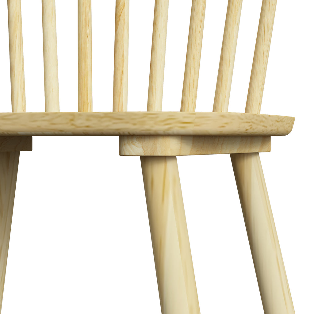 Lot de 2 Chaises de Salle à Manger, Chaises Cuisine en Bois d'Hévéa, Dossier Incurvé, Bords Arrondis, Bois Naturel-9