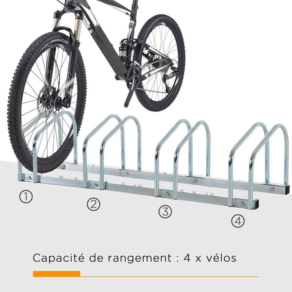 Râtelier 4 vélos dim. 110L x 33l x 27H cm acier galvanisé argent-3