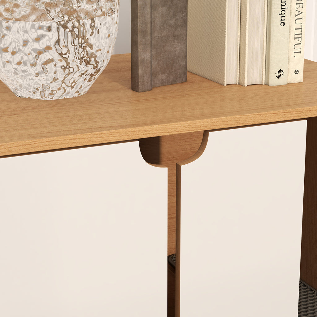 Meuble à litière maison de toilette sur pieds pour chat 2 en 1 portes style scandinave 80 x 48 x 48 cm naturel et blanc-8