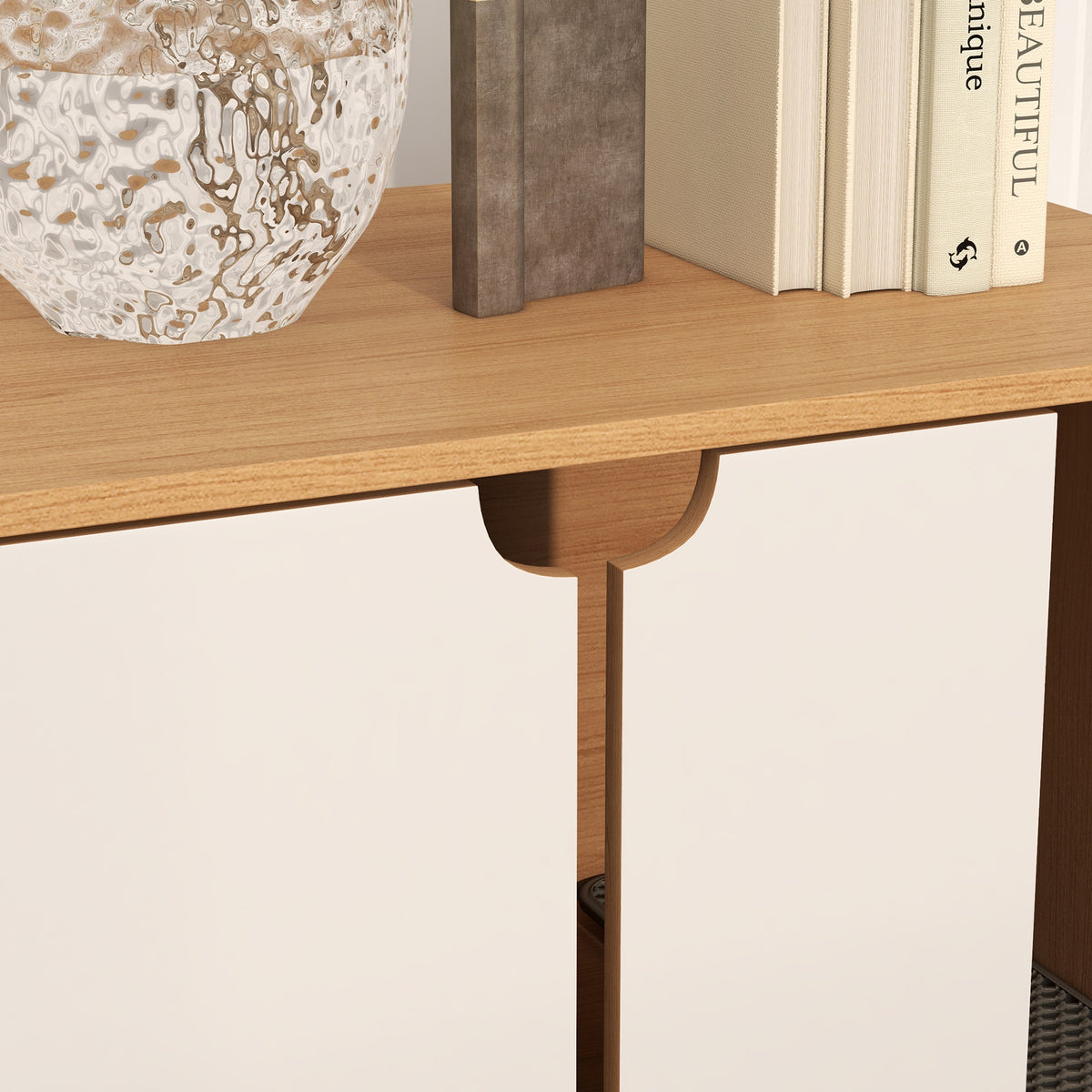 Meuble à litière maison de toilette sur pieds pour chat 2 en 1 portes style scandinave 80 x 48 x 48 cm naturel et blanc-8