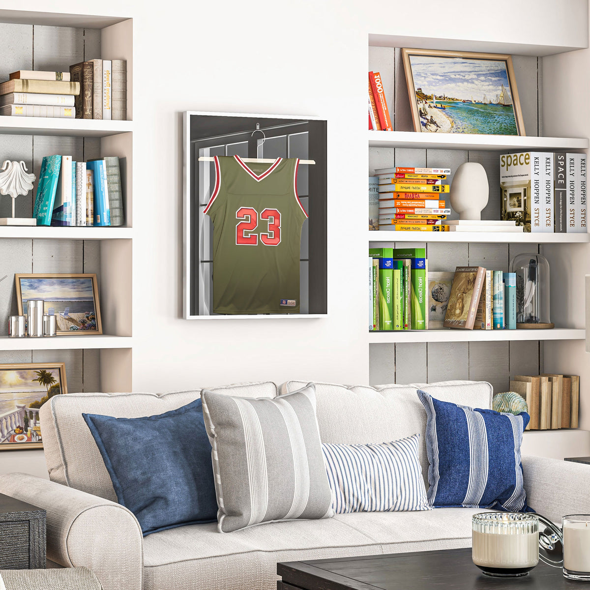 Frame box T-frame cadre aluminium pour maillot porte acrylique doublure interne feutre 70 x 90 cm-8