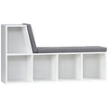 Bibliothèque banc 2 en 1 avec 5 compartiments de rangement et 2 coussins 108 x 30 x 60 cm blanc gris-0