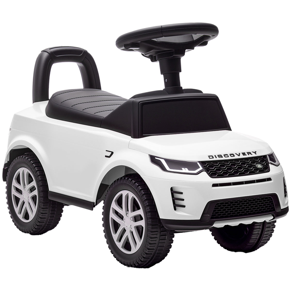 Porteur enfants voiture sous licence Land Rover, véhicule à pousser, klaxon, sons de moteur, rangement sous siège, blanc-0