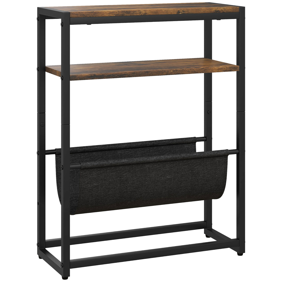 Table d'appoint bout de canapé avec étagère et porte-revues structure en acier design industriel - 43l x 18P x 56H cm-0