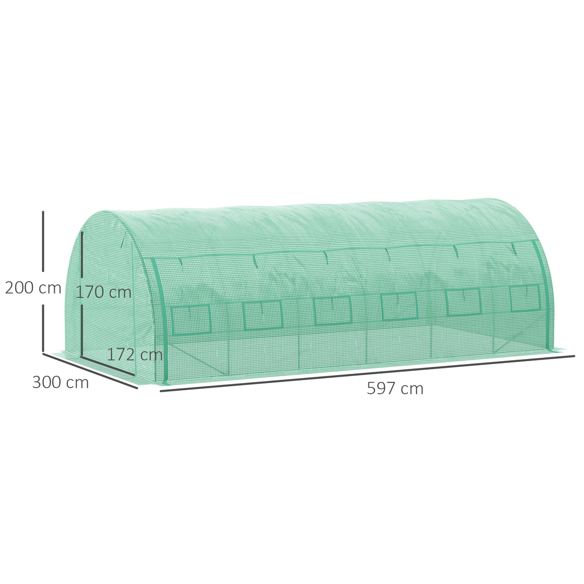 Serre de jardin serre tunnel 18 m² avec porte, parois latérales enroulables 12 fenêtres acier PE  4 x 3 x 2 m vert-2