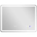 Miroir salle de bain Bluetooth avec éclairage LED 60 x 80 cm, miroir lumineux mural avec horloge, antibuée, argenté-0