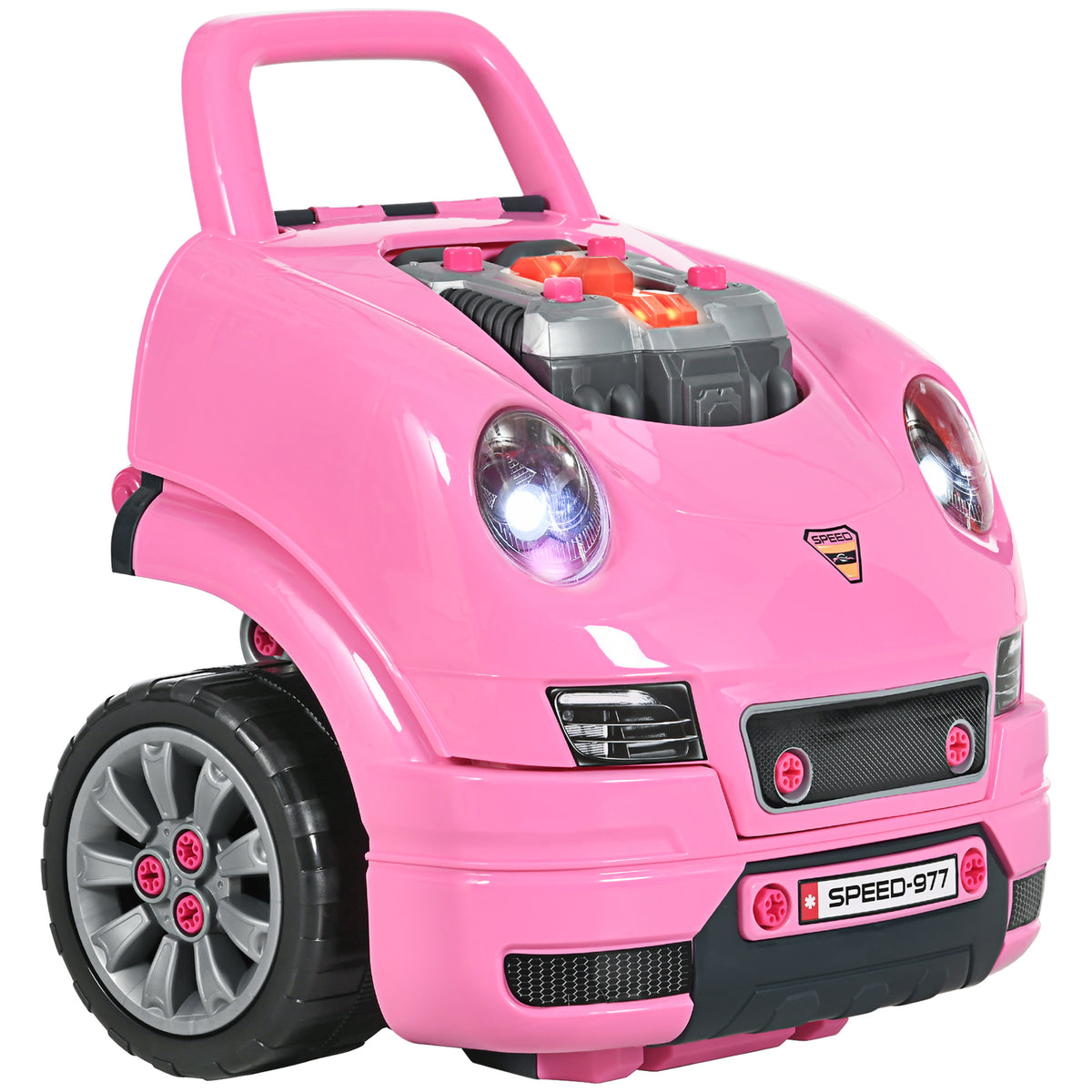 Camion mécano 2 en 1 jouet bricolage enfant jeu d'imitation mécanicien nombreux qccessoires total de 61 pièces rose-0