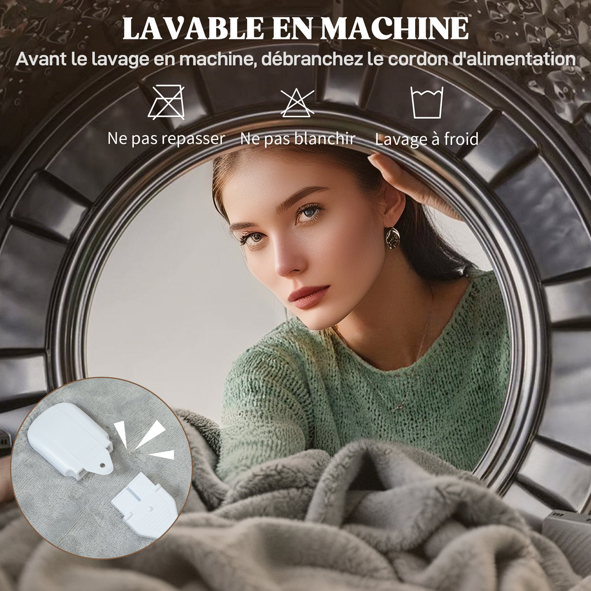 Couverture chauffante, plaid chauffant, 9 niveaux de chauffage, minuterie 9H, lavable en machine, 180x130cm, gris-5