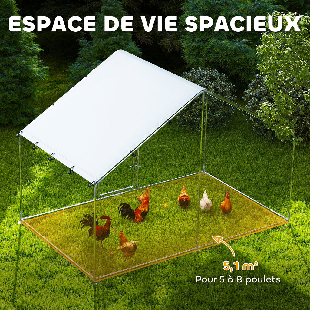 Poulailler, grand poulailler en métal avec couverture imperméable et anti-UV, cage pour 5-8 poules, 3 x 1,7 x 1,9m-3