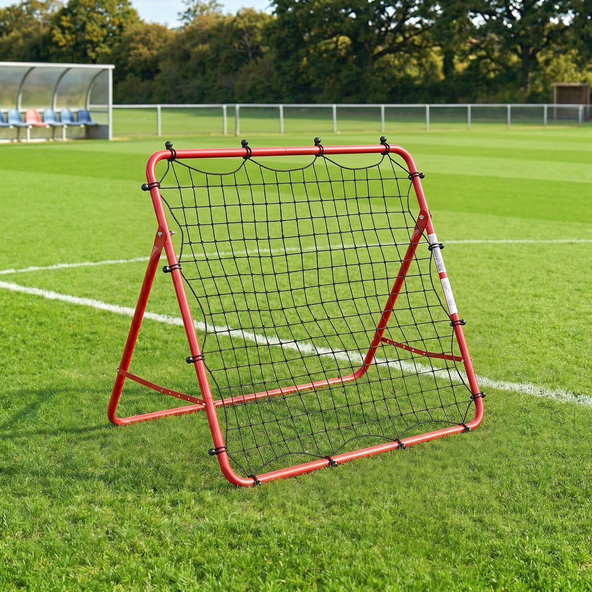 Filet de Rebond Football Portable, 5 Angles Réglables en Acier et Nylon à Double Couche, 103x72x89cm, Rouge-1