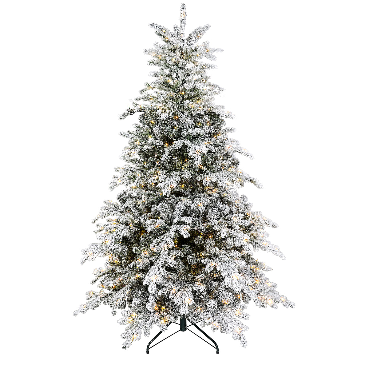 Sapin de Noël artificiel 180 cm arbre de Noël lumineux floqué enneigé avec lumière LED blanc chaud et 1321 pointes-0