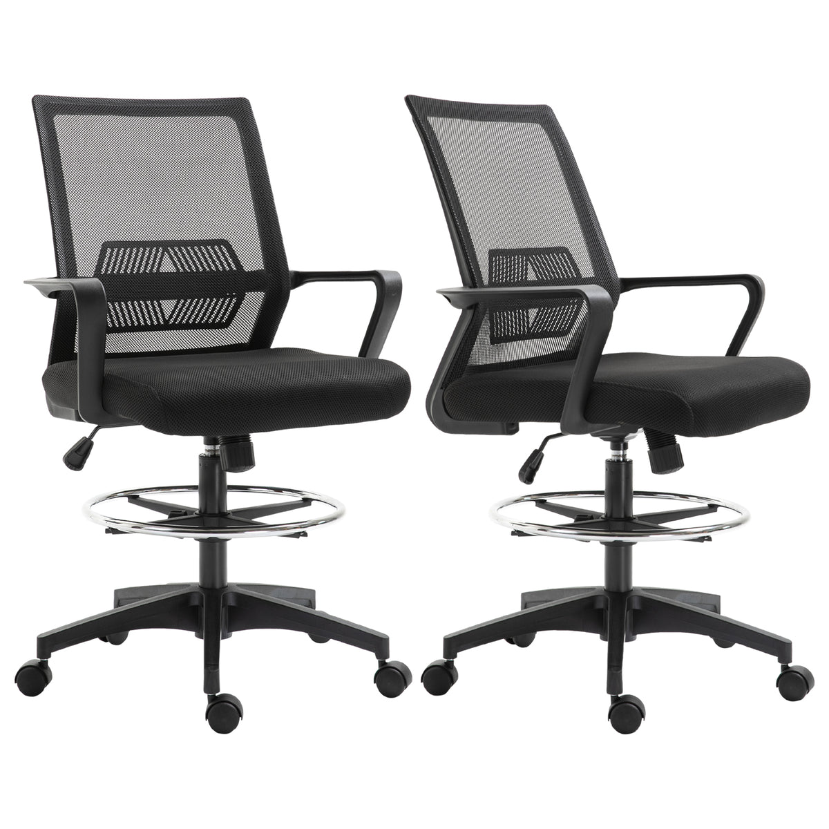 Lot de b2 fauteuils de bureau chaise de bureau assise haute réglable dim. 64L x 59l x 104-124H cm-0