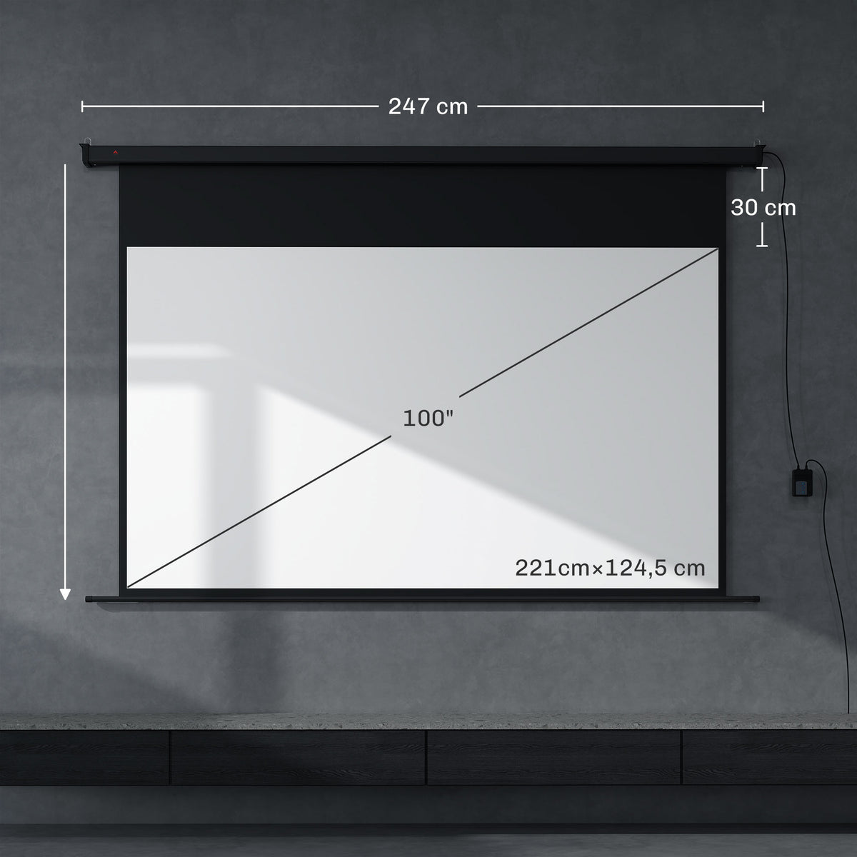 Écran vidéoprojecteur 100 Pouces, 16:9 4K HD montage mural ou plafond, panneau de commande et télécommande-2