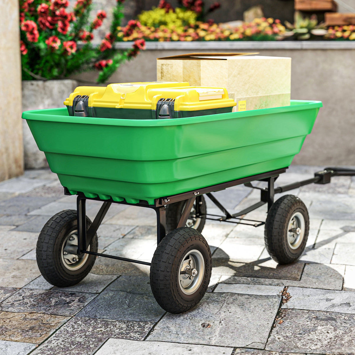 Lot de 4 Pneus Pneumatiques de Remplacement Alésage de 16mm pour Chariot de Jardin, Brouette et diable-5