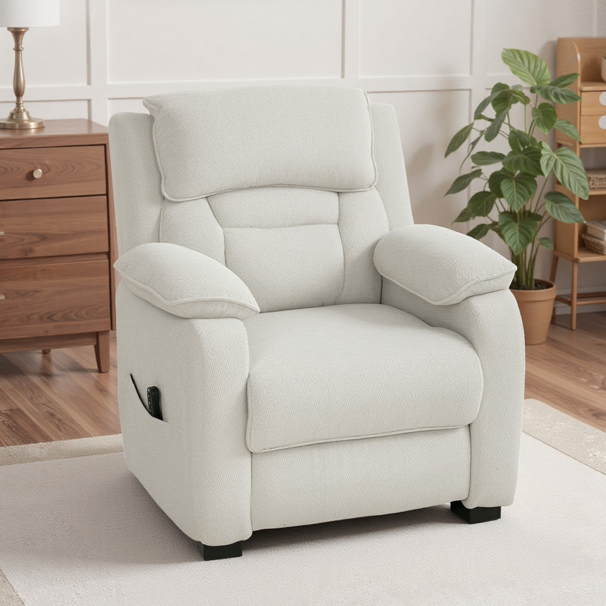 Fauteuil relax électrique fauteuil inclinable port USB repose-pieds poches latérales télécommande 86x90x103cm crème-1