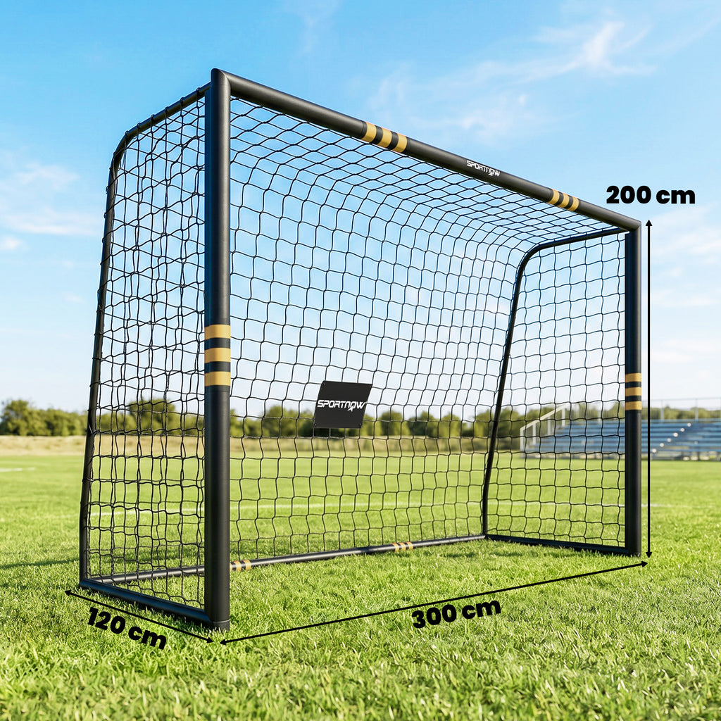 But de Football pour Enfant et Adulte 3 x 2 m, Envoloppé Mousse de Protection, 7 Piquets de Sol, Filet en PE, Jaune-2