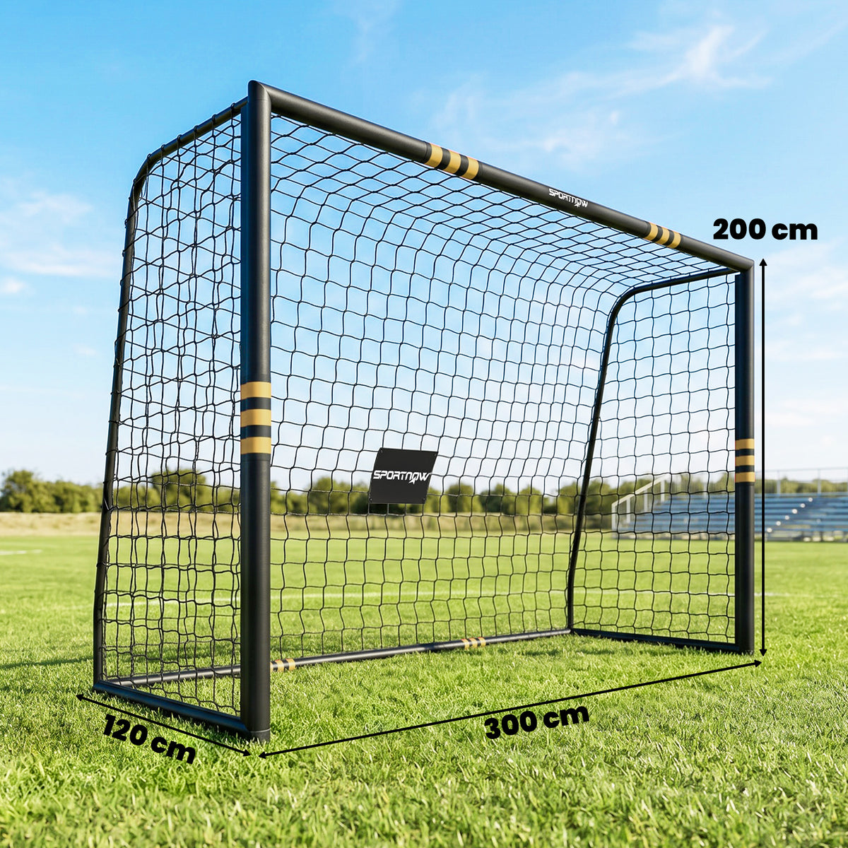 But de Football pour Enfant et Adulte 3 x 2 m, Envoloppé Mousse de Protection, 7 Piquets de Sol, Filet en PE, Jaune-2