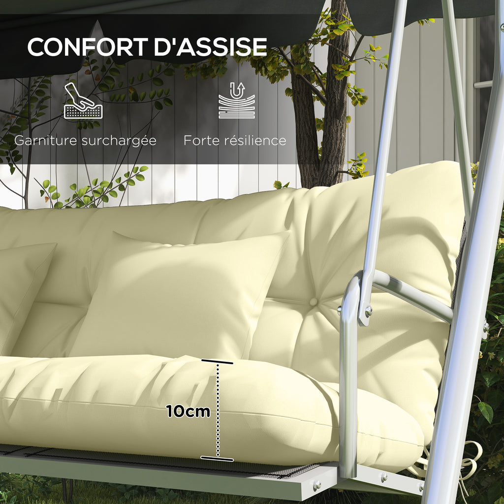 Ensemble de 4 coussins d'extérieur pour balancelle de jardin, 1 coussin d'assise coussins de dossier et 2 oreillers-5