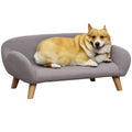 Canapé pour chien canapé pour animal de compagnie pieds effilés en bois revêtement tissu 72 x 44 x 31 cm - gris-0