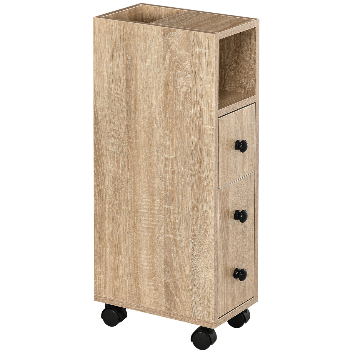 Porte-Papier Toilette 3 Niveaux avec Sortie Intégrée, Panneaux de Particules Aspect chêne Clair-0