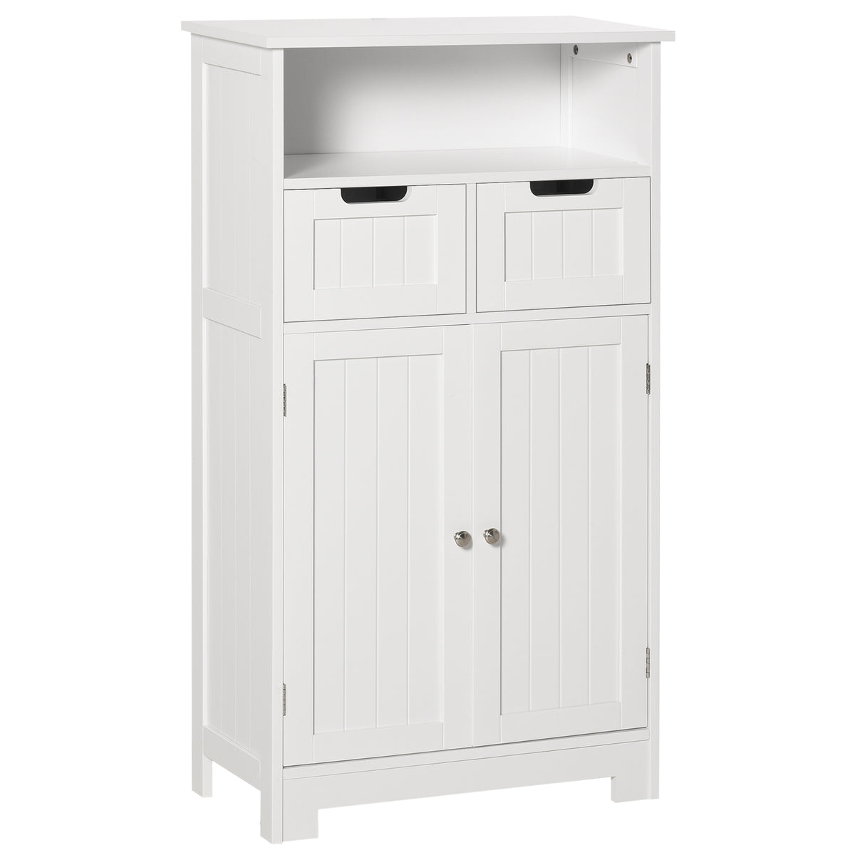 Meuble de salle de bain, meuble de rangement avec 2 tiroirs, niche, placard avec porte, étagère réglable, armoire de salle de bain, cuisine, salon, 60 x 30 x 109 cm, blanc-0