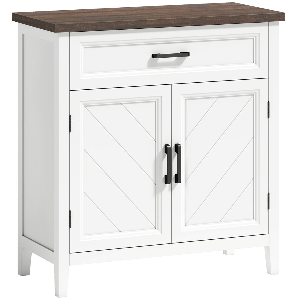 Buffet salon, meuble de rangement avec 2 portes, tiroir et étagère réglable, 76 x 35 x 80 cm, blanc-0