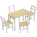 Ensemble Table Salle à Manger avec 4 Chaises, Table Rectangulaire 108 cm, Chaises à Dossier à Lattes, Chêne et Blanc-0