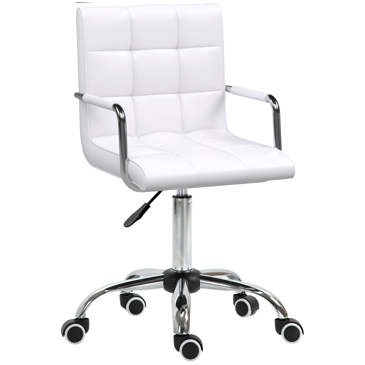 Chaise de bureau fauteuil manager pivotant hauteur réglable revêtement synthétique capitonné blanc-0