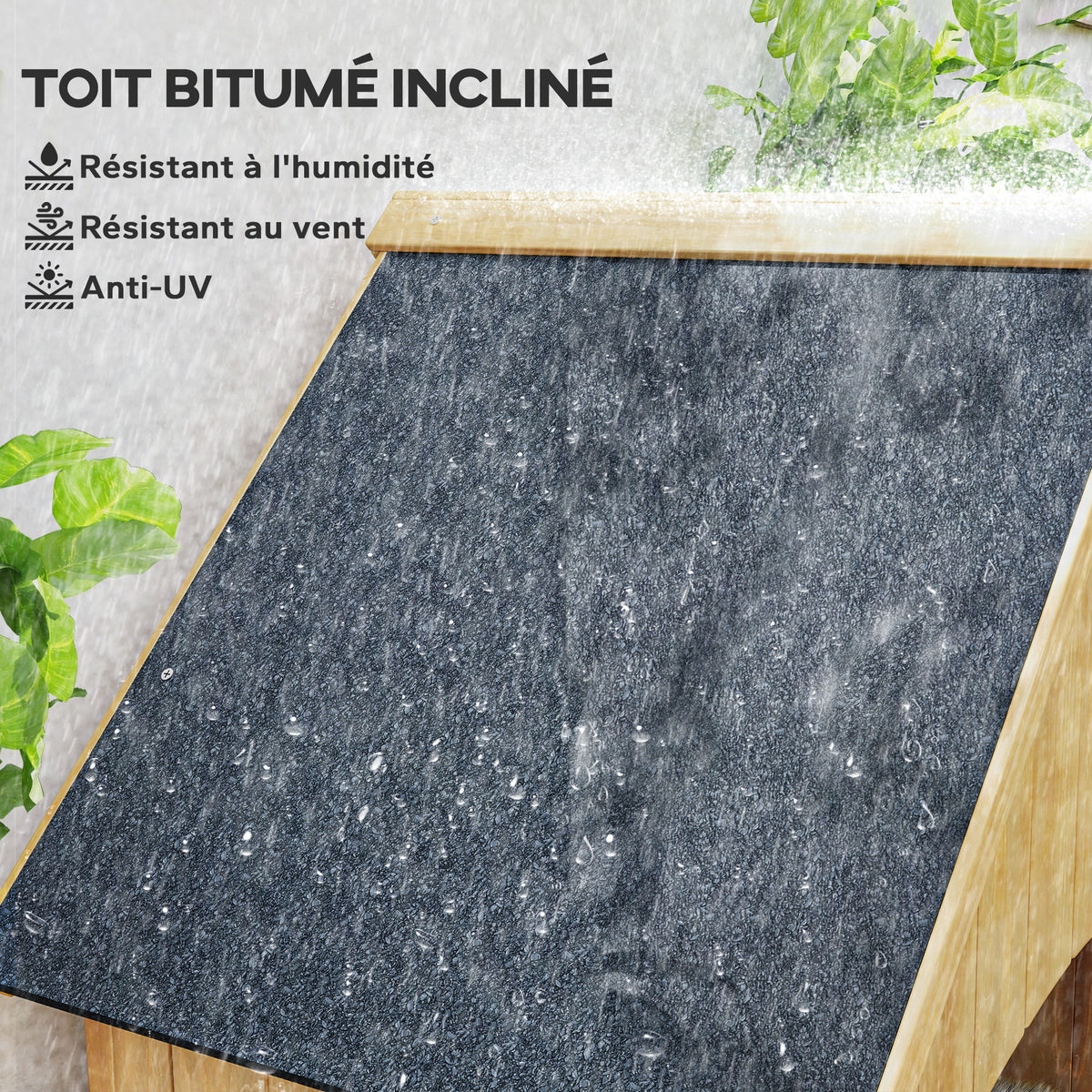 Abri de jardin en bois cabane de jardin exterieur armoire de jardin avec toit bitumé 3 étagères porte avec loquet rangement et stockage extérieurs pour terrasse 77,5 x 54,2 x 179,5 cm naturel-3