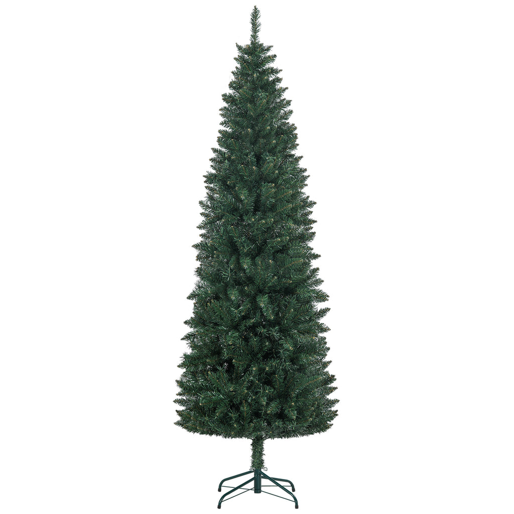 Sapin de Noël Artificiel 210 cm Arbre de Noël Slim avec support en acier pliable, 687 branches épines Vert-0