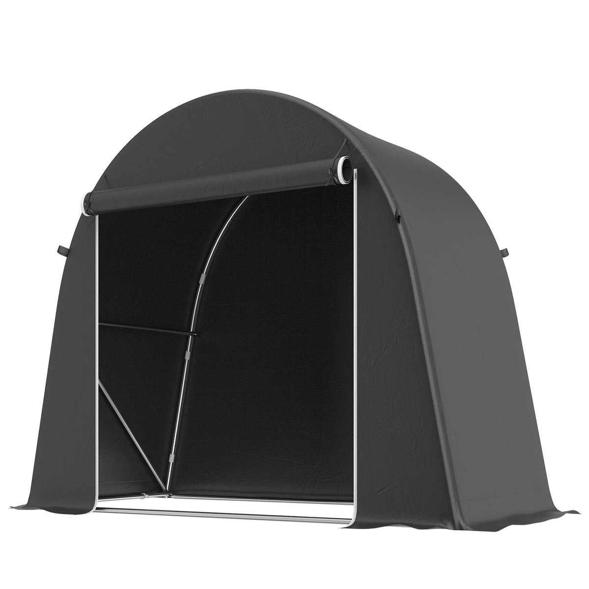 Abri de jardin tente de stockage étanche abri moto porte enroulable fermeture éclair, 245 x 120 x 200 cm, gris foncé-0