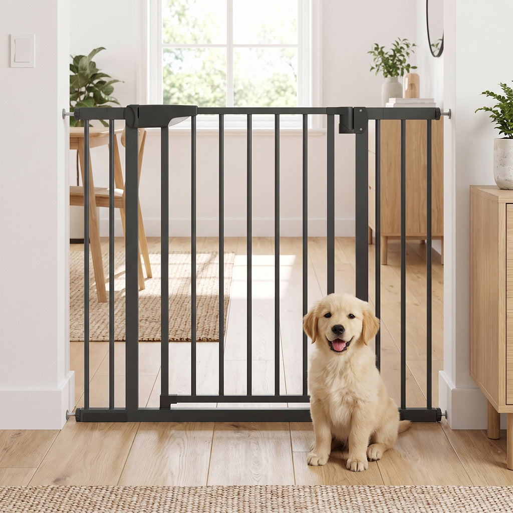 Barrière de sécurité pour chiens et bébés 76 à 102 cm avec extension fixation par pression sans perçage blanc-9