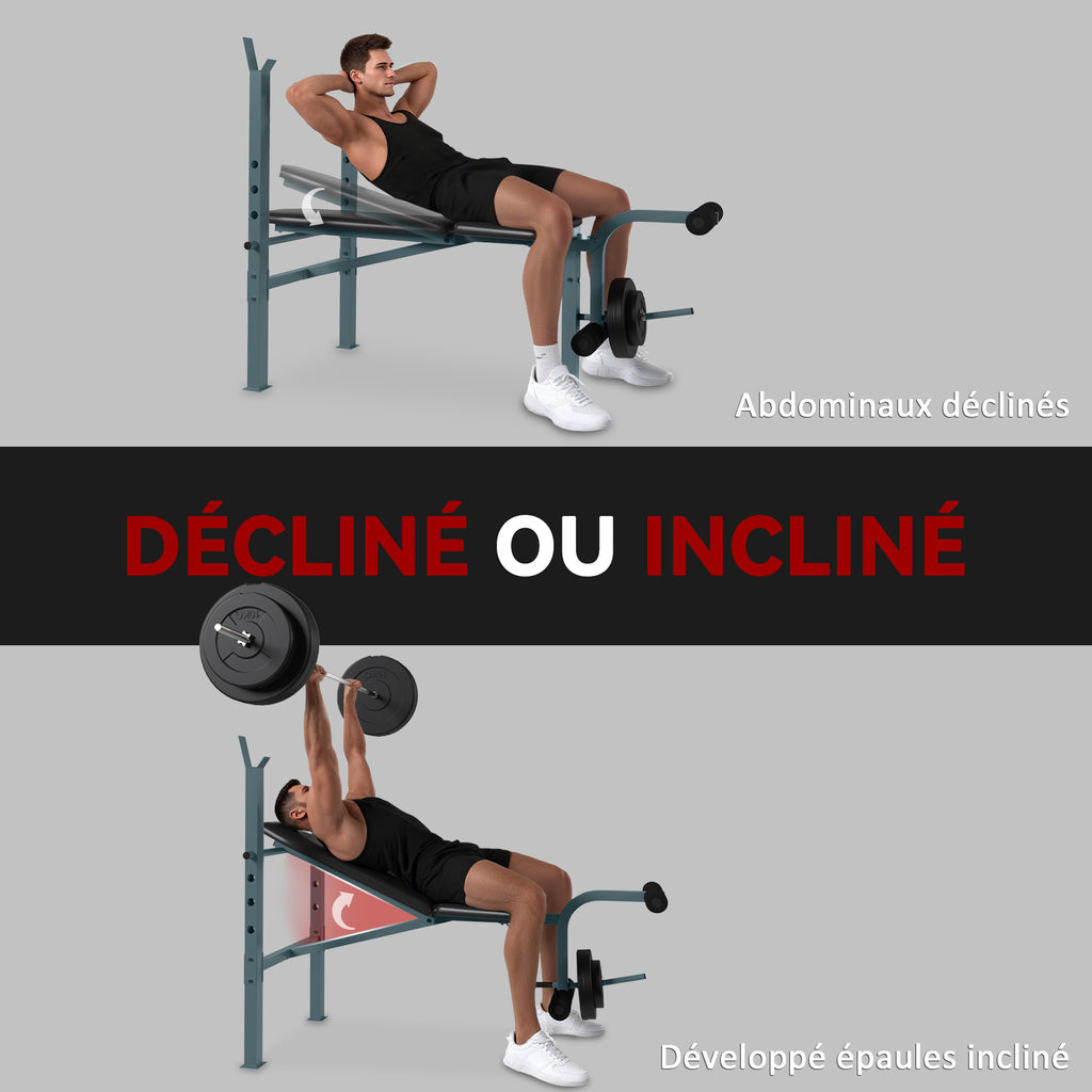 Banc de musculation Fitness banc d'haltérophilie entrainement complet dossier réglable curler-4