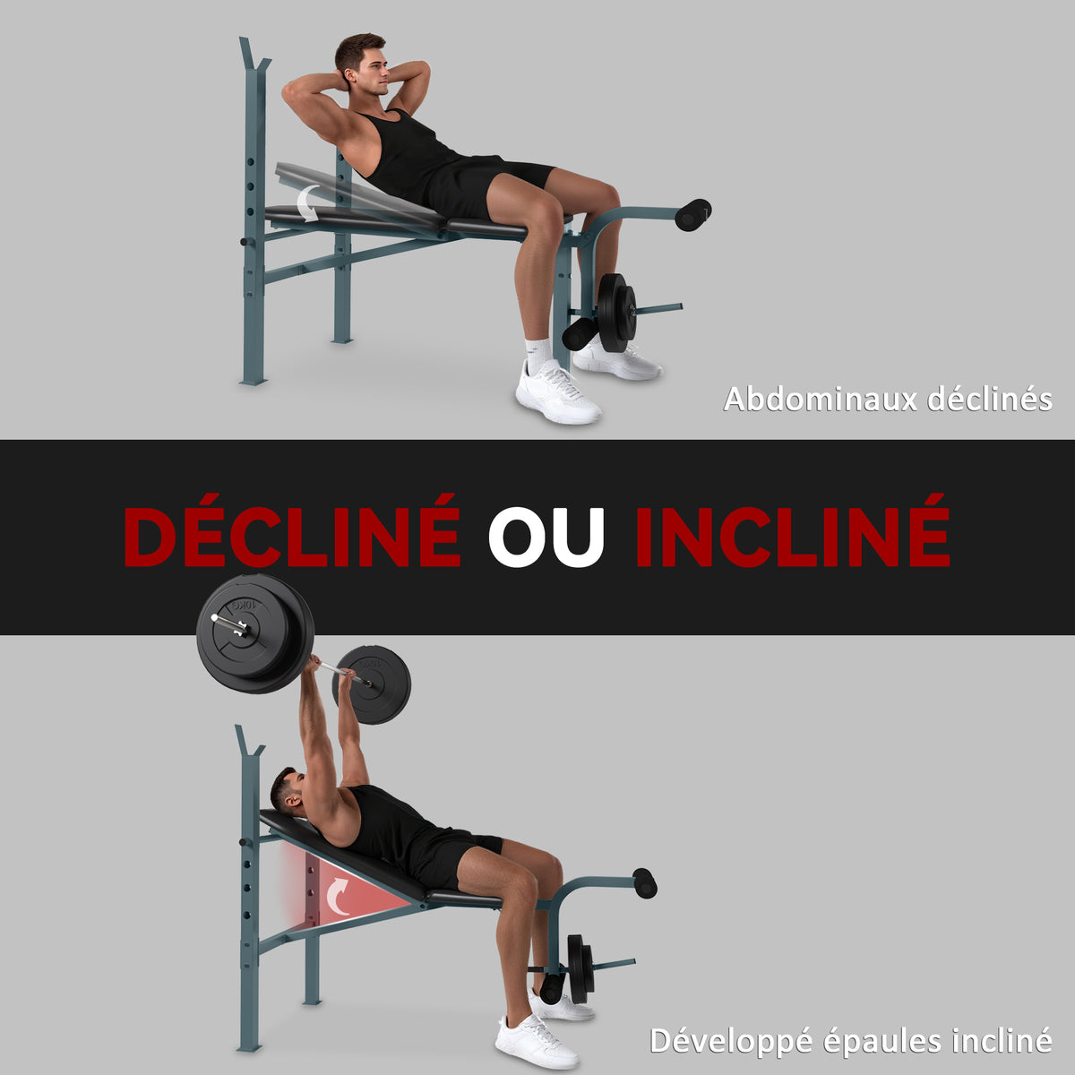 Banc de musculation Fitness banc d'haltérophilie entrainement complet dossier réglable curler-4