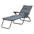 Bain de soleil pliable transat inclinable 6 positions avec matelas + accoudoirs acier polyester gris-0