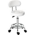 Tabouret à roulettes, tabouret de massage avec hauteur réglable 70-86 cm et dossier, pivotant 360°, blanc-0