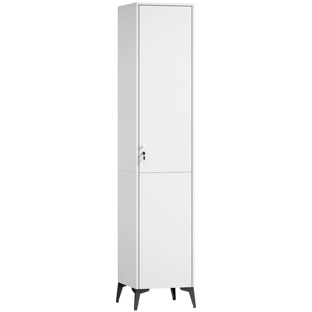 Armoire chambre étroite penderie avec porte, tringle et étagères de rangement, 36 x 40 x 180 cm, blanc-0