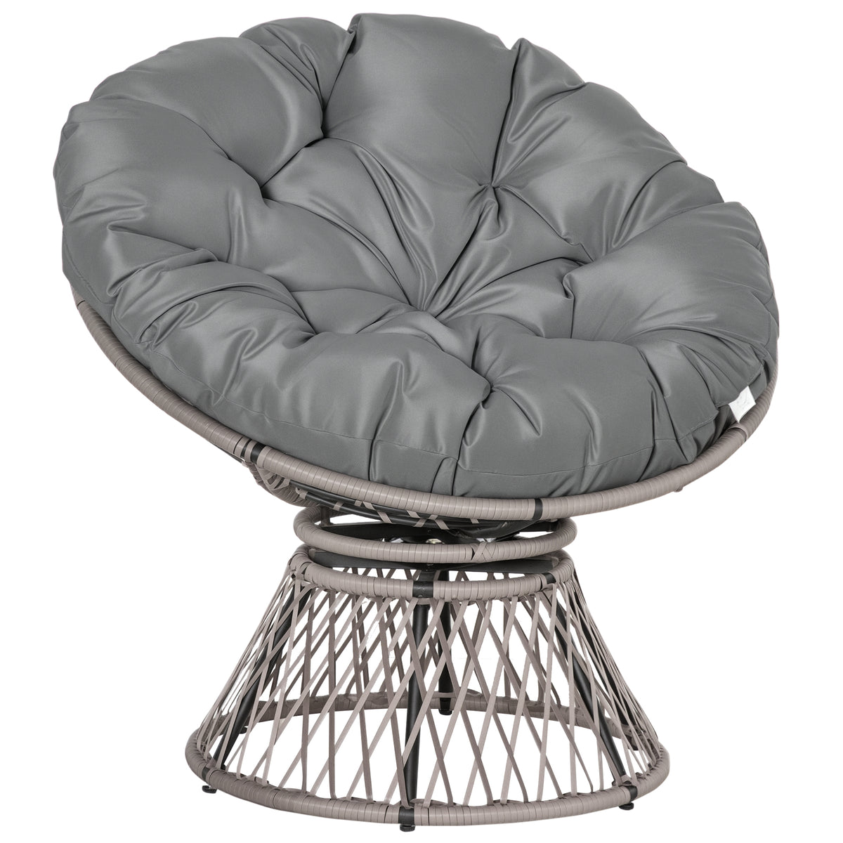 Fauteuil rond de jardin fauteuil papasan pivotant Ø 97 x 86H cm grand coussin fourni polyester résine tressée-0