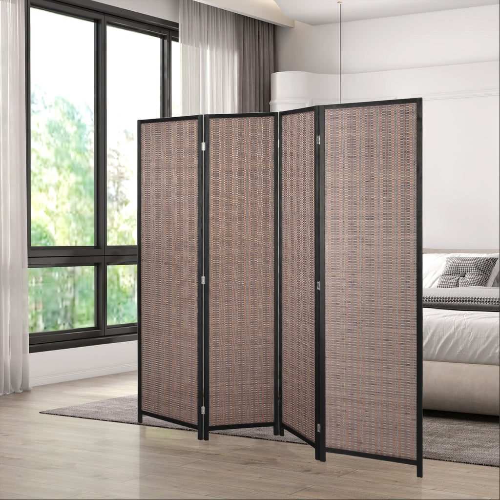 Paravent en bois séparateur de pièce closion de séparation pliable 4 panneaux 180 x 180 cm marron-9