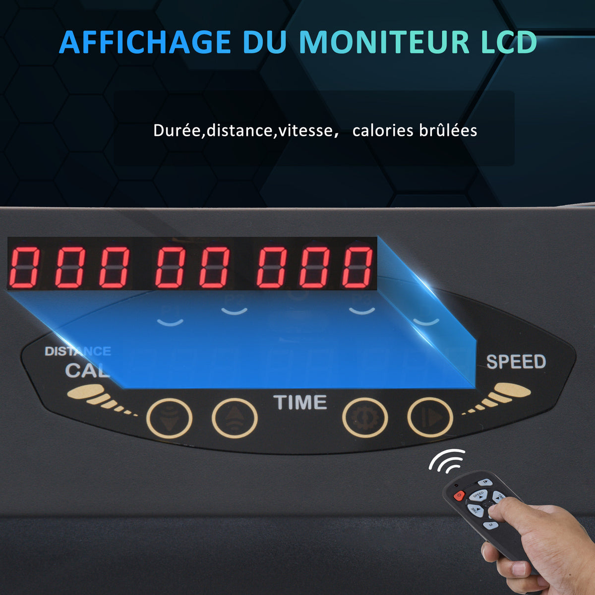 Tapis de course électrique de marche - 370 W pliable télécommande écran LCD vitesse 1-6 Km/h-4