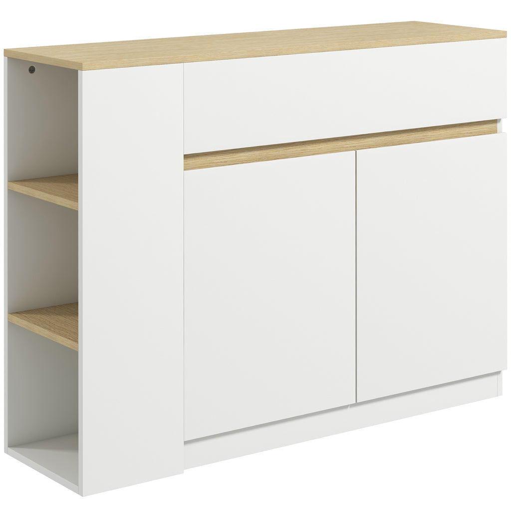 Buffet meuble de rangement avec 2 tiroirs 3 étagères ouvertes et placard 2 portes 110 x 29,5 x 82 cm blanc-0