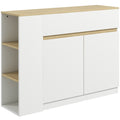 Buffet meuble de rangement avec 2 tiroirs 3 étagères ouvertes et placard 2 portes 110 x 29,5 x 82 cm blanc-0