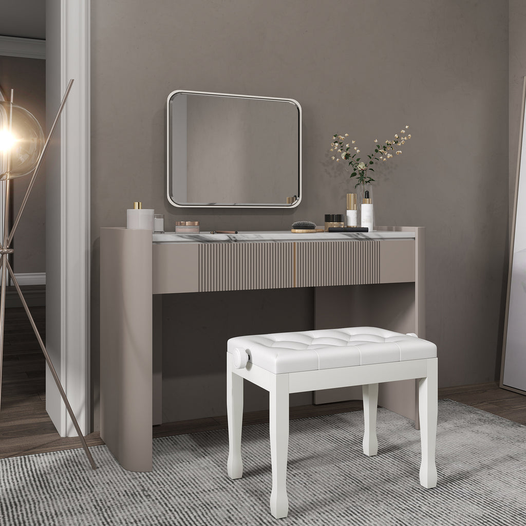 Banc de piano, banc de clavier réglable en hauteur en bois massif, siège rembourré, 64 x 35 x 45-55 cm, blanc-7