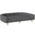Canapé Chien Grand Lit surélevé pour Chien Coussin Lavable Cadre en Bois Tissu Polyester 98 x 67 x 25 cm Gris Foncé-0