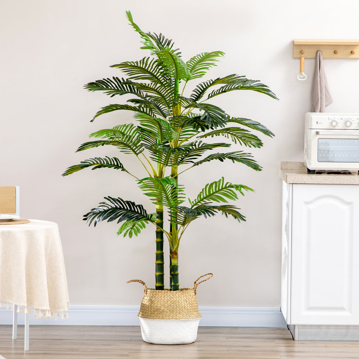 Palmier areca artificiel arbre artificiel hauteur 190 cm avec 30 grandes feuilles en plastique pot inclus-5