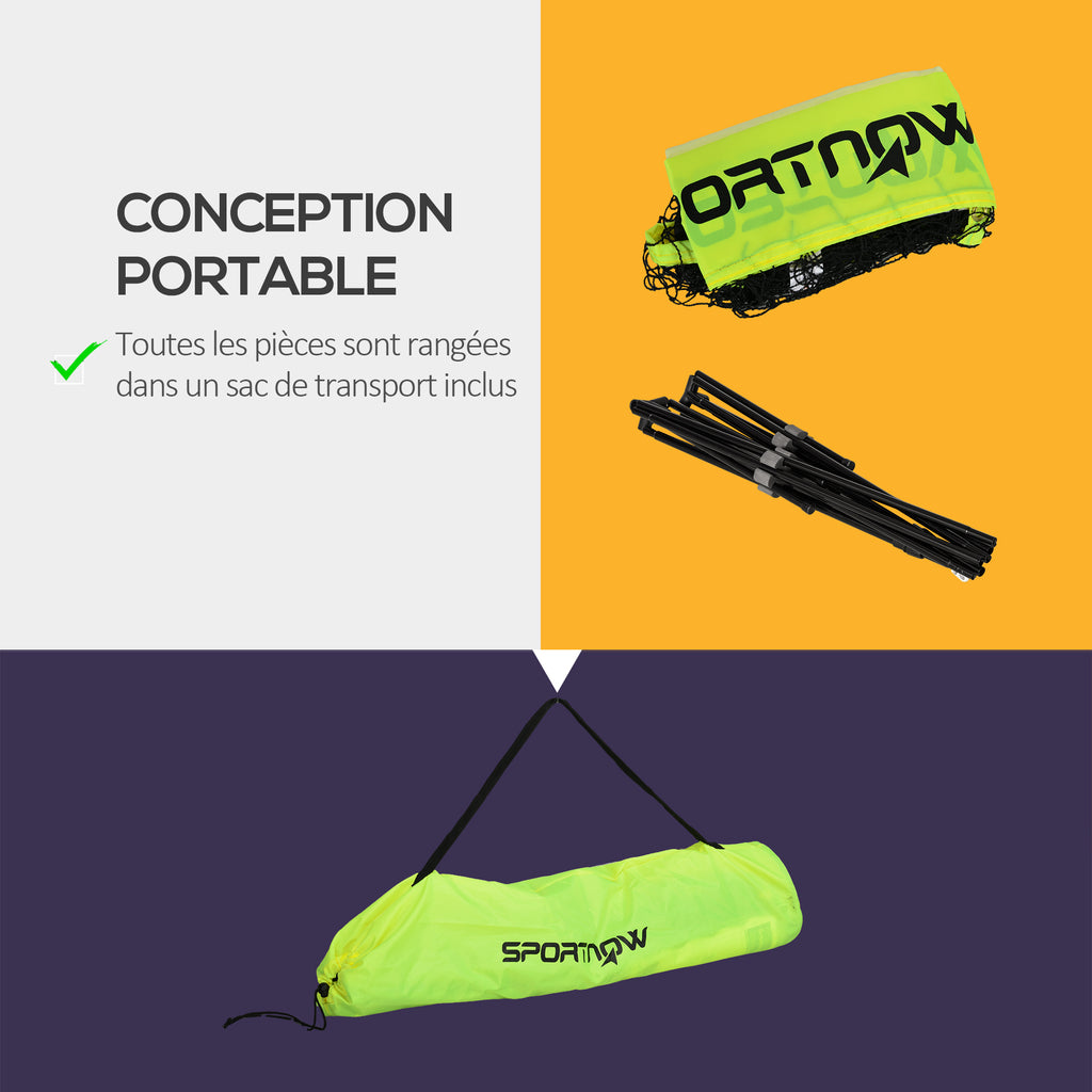 Filet de badminton, filet portable, hauteur ajustable 107-155 cm, avec sac de transport, cadre métallique, noir, jaune-4