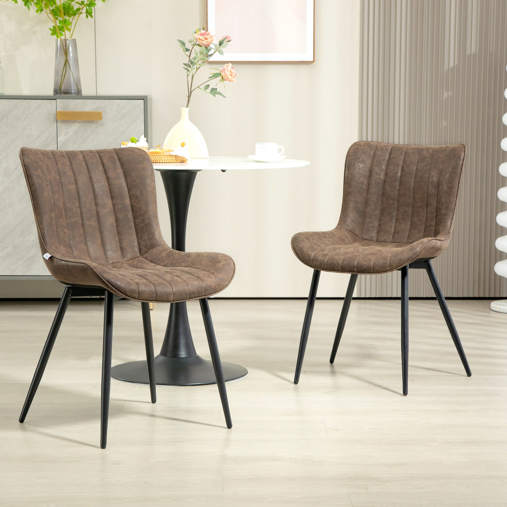 Lot de 2 chaises de salle à manger design moderne et capitonné pour salon, salle à manger, chambre à coucher, marron-1