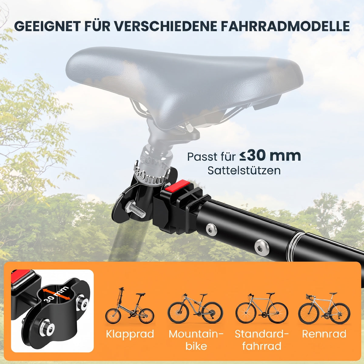 Remorque vélo remorque de transport pour vélo 70 L 155L x 71,5l x 77H cm poignée barre d'attelage universelle pliable acier Charge max. 40 Kg noir-3